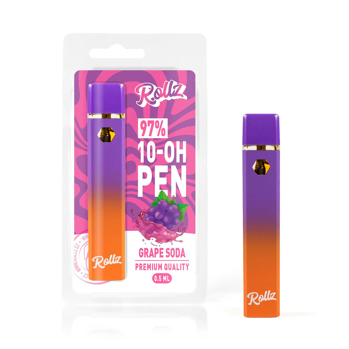 ROLLZ 10-OH live resin vape 0.5 ml – Amnesia Haze, sealed pouch and device.